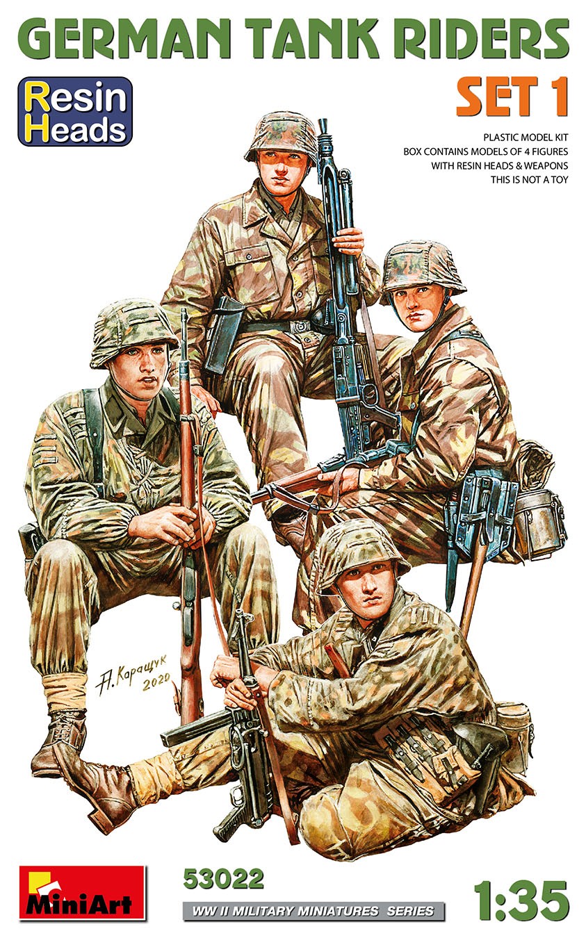 MiniArt 53022 1:35 Alman Tank Sürücüleri Set 1. Reçine Başlı