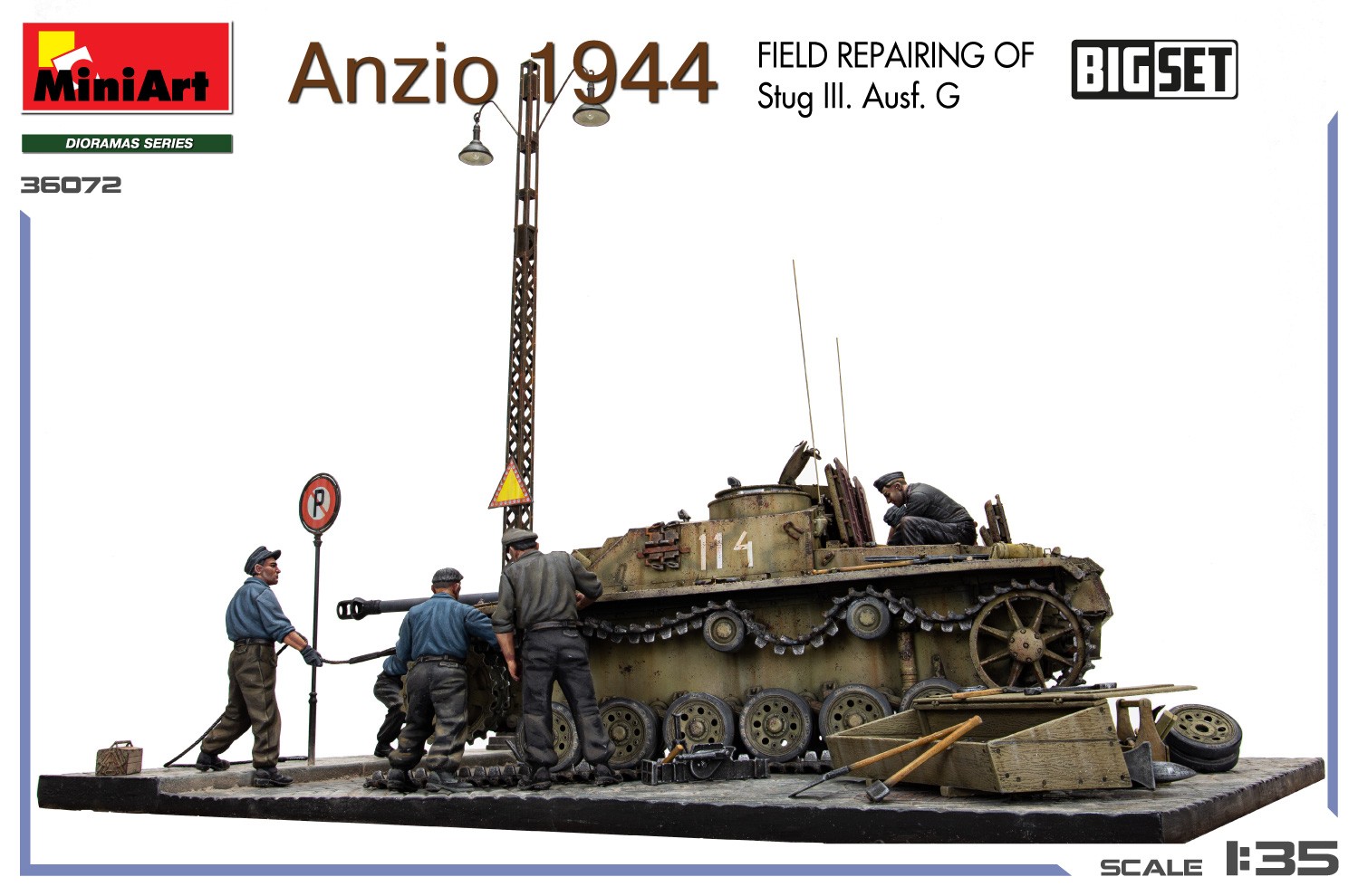 MiniArt 36072 1:35 Anzio 1944. Stug III. Ausf. G.'nin Saha Onarım Maketi BIG SET