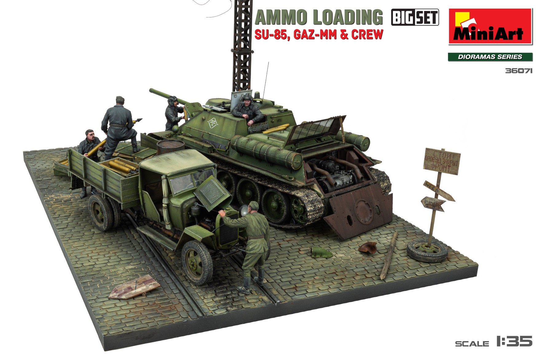 MiniArt 1:35 Mühimmat Yükleme (SU-85, GAZ-MM & Mürettebat) Büyük Ser