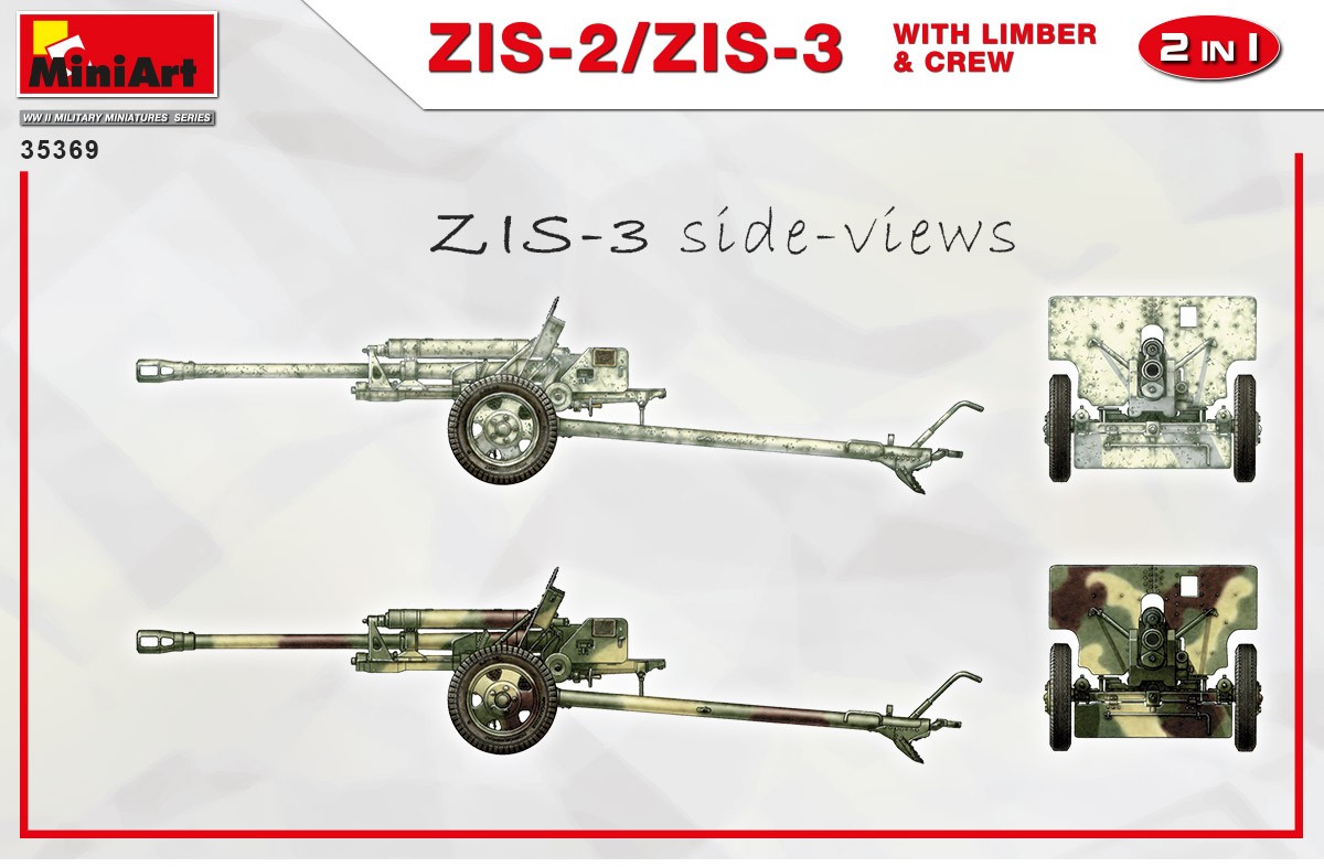 MiniArt 35369 1:35 Top Arabası Ön Parçası ve Mürettebat & ZIS-2/ZIS-3