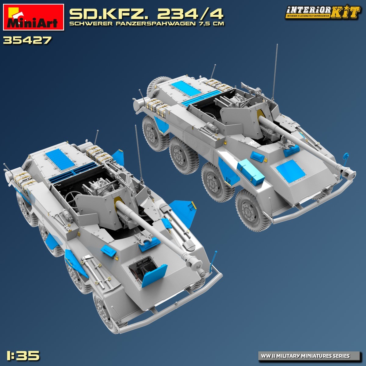 MiniArt 35427 1:35 Sd. Kfz. 234/4 Schwere Panzerspahwagen 7,5 cm. Interior Kit