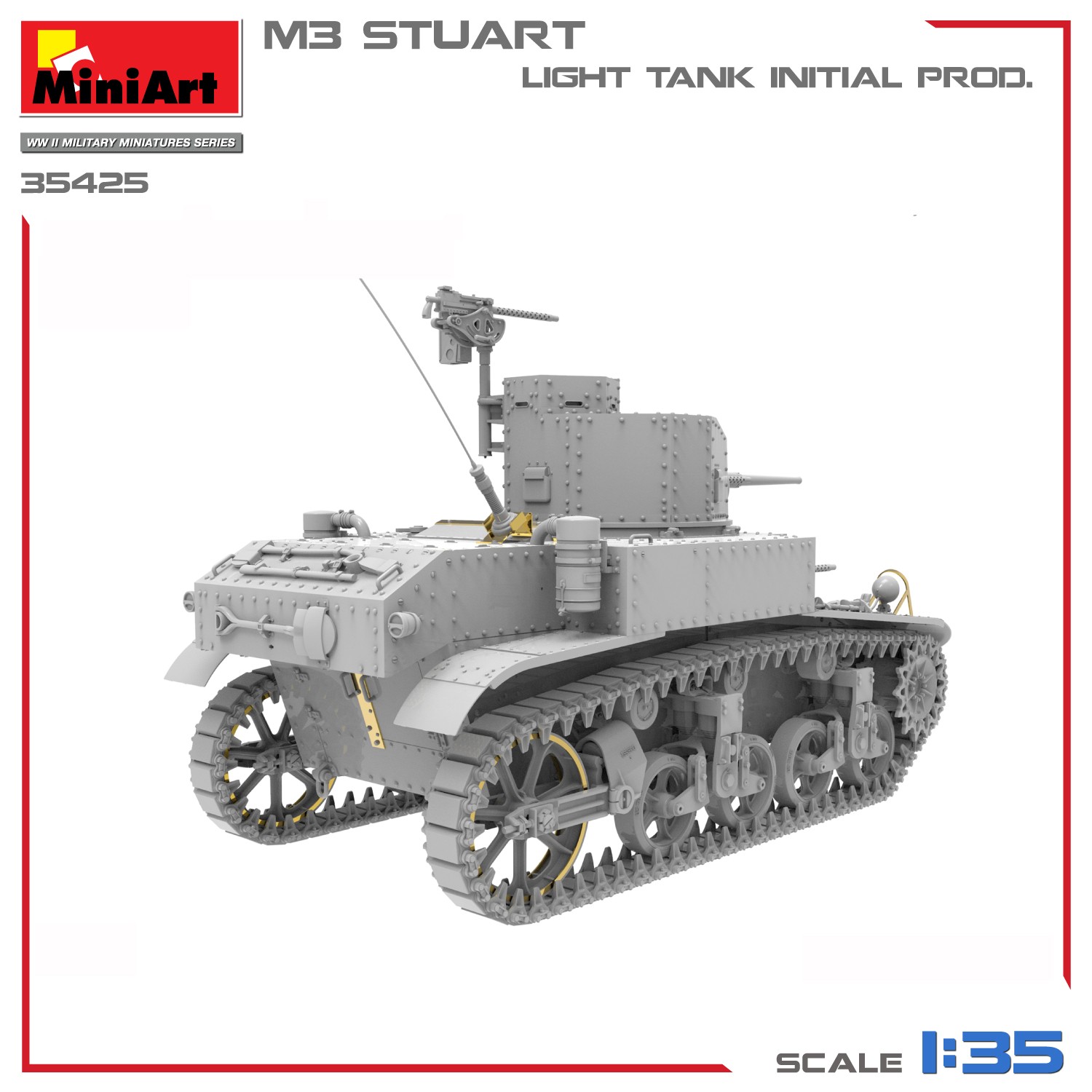 MiniArt 35425 1:35 1:35 M3 Stuart Hafif Tank. İlk Üretim