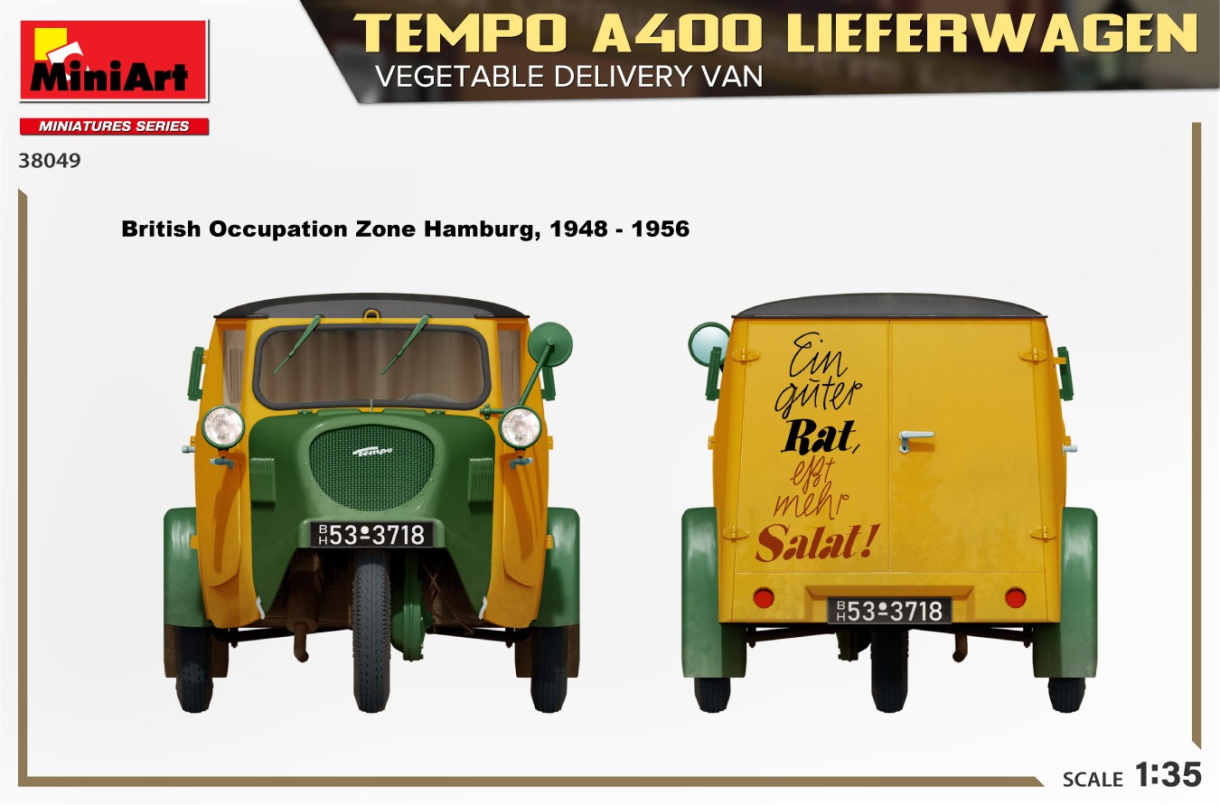 MiniArt 38049 1:35 Tempo A400 Lieferwagen. Sebze Taşıma Aracı