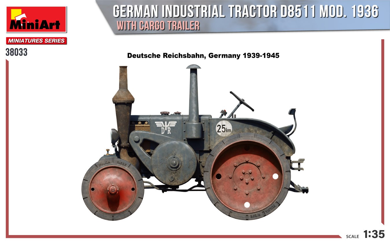 MiniArt 38033 1:35 Alman Endrüstriyel Traktör D8511. 1936 Model Taşıma Aracı ile birlikte(1 adet figür)