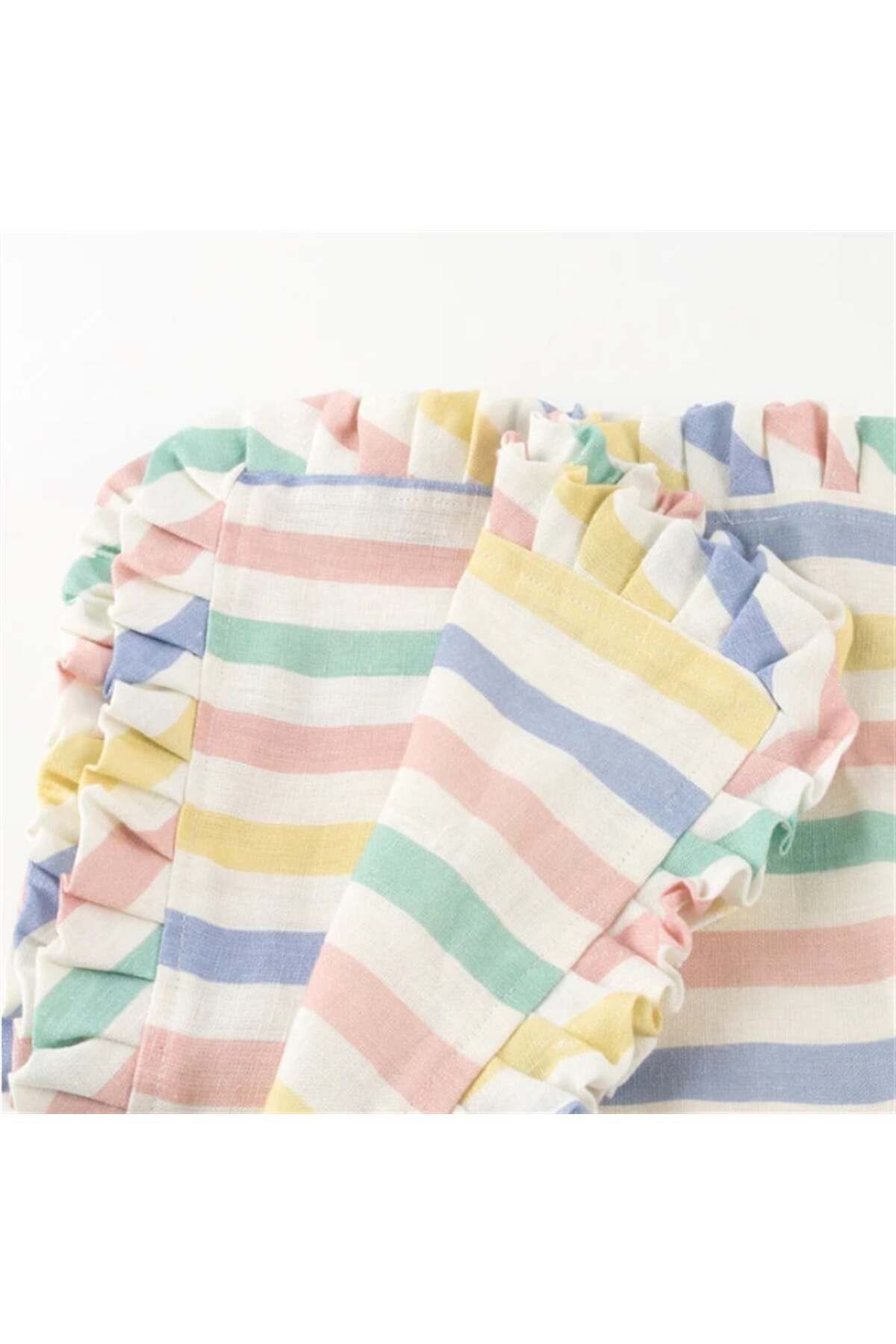 Multi Stripe Ruffle Napkins  Çok Çizgili Fırfırlı Kumaş Peçeteler