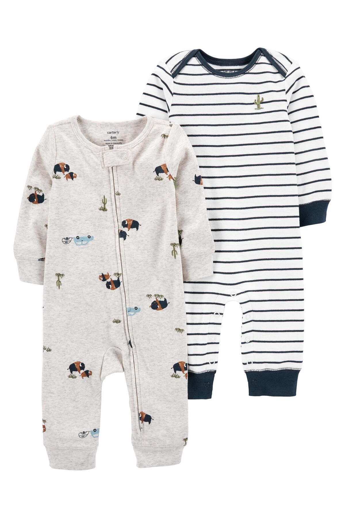 Erkek Bebek Uzun Kollu Tulum 2li Paket - Çok Renkli