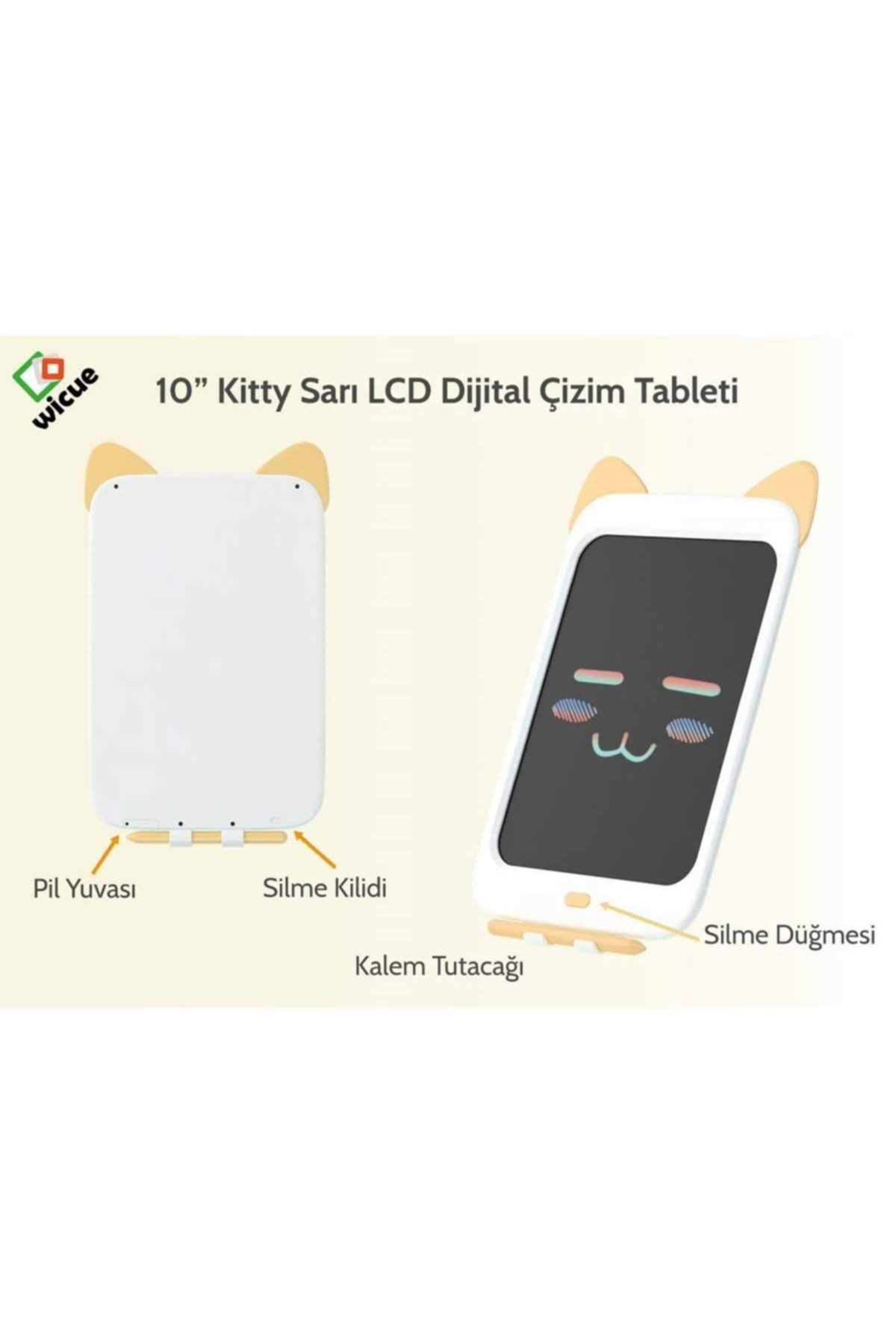 Wicue10 Sarı Kedi LCD Dijital Renkli Çizim Tablet