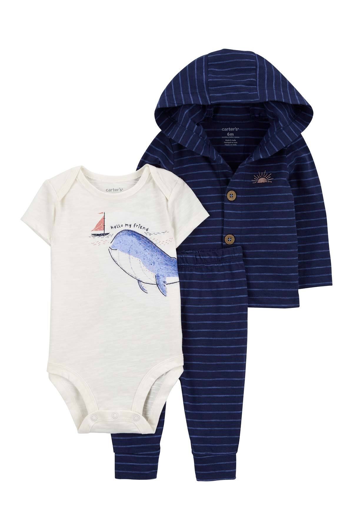 Layette Erkek Bebek 3Lü Hırkalı Set