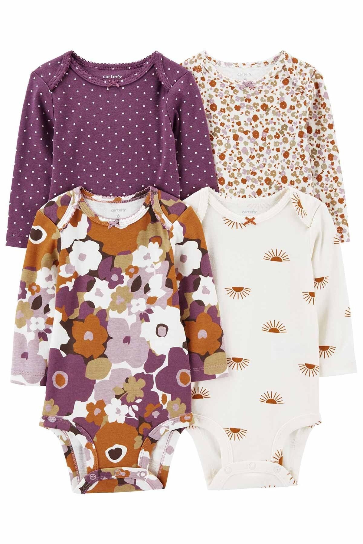 Kız Bebek Uzun Kollu 4'lü Body Set - Çok Renkli