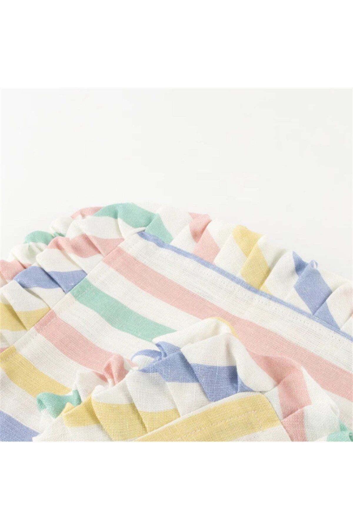 Multi Stripe Ruffle Napkins  Çok Çizgili Fırfırlı Kumaş Peçeteler