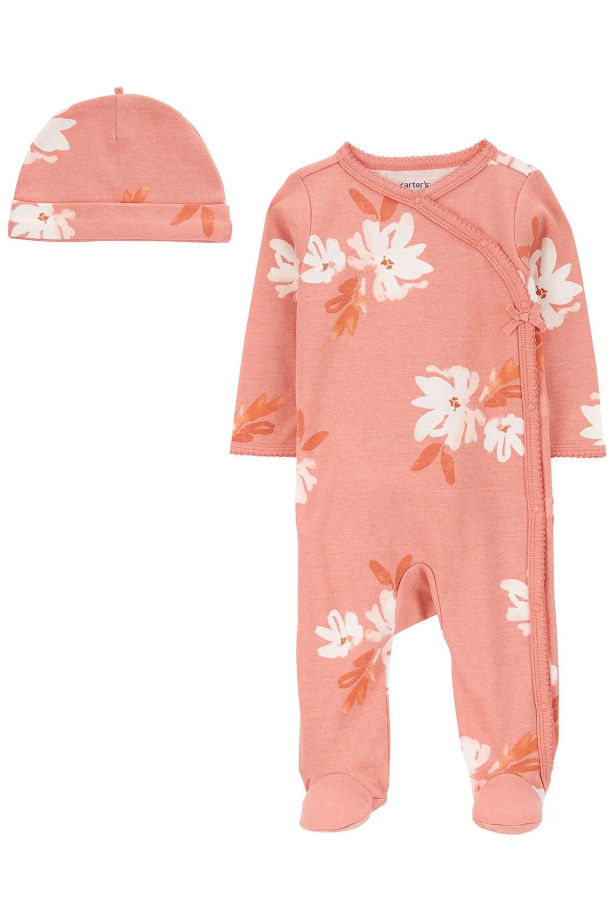 Layette Kız Bebek 2'li Tulum Şapka Set - Pembe