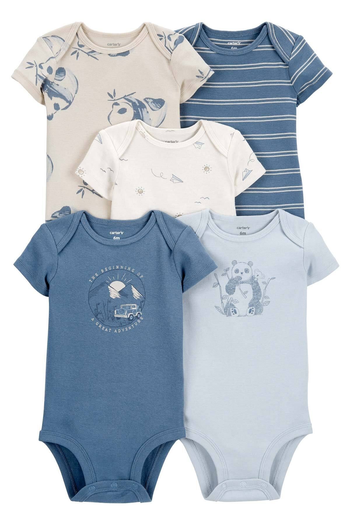 Layette Erkek Bebek 5'li Body Set Mavi