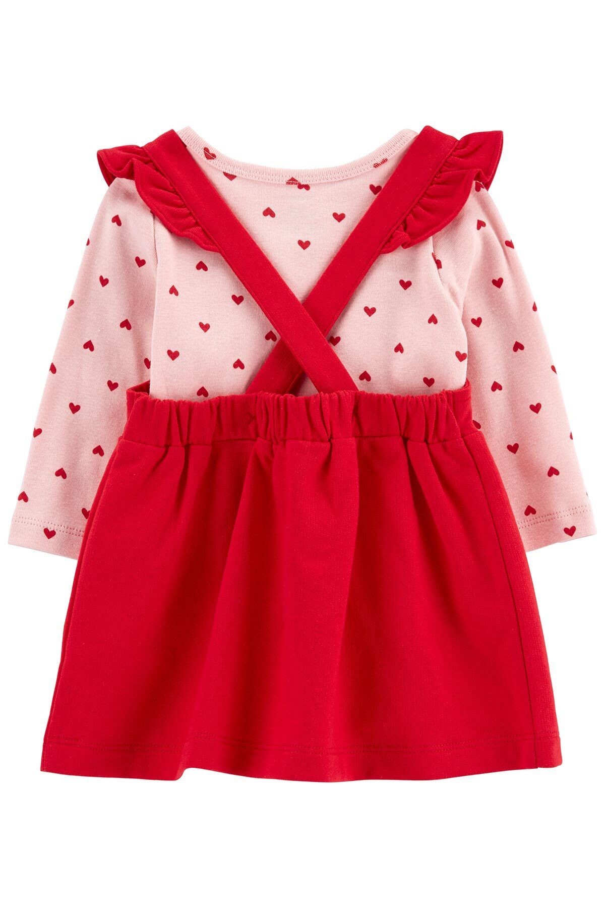 Kız Bebek 2'li Salopet Set - Kırmızı