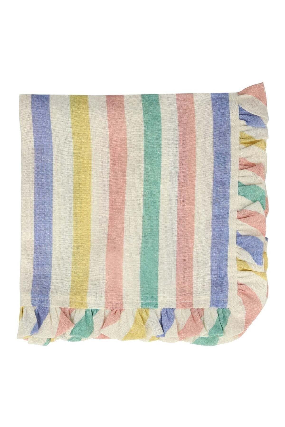 Multi Stripe Ruffle Napkins  Çok Çizgili Fırfırlı Kumaş Peçeteler