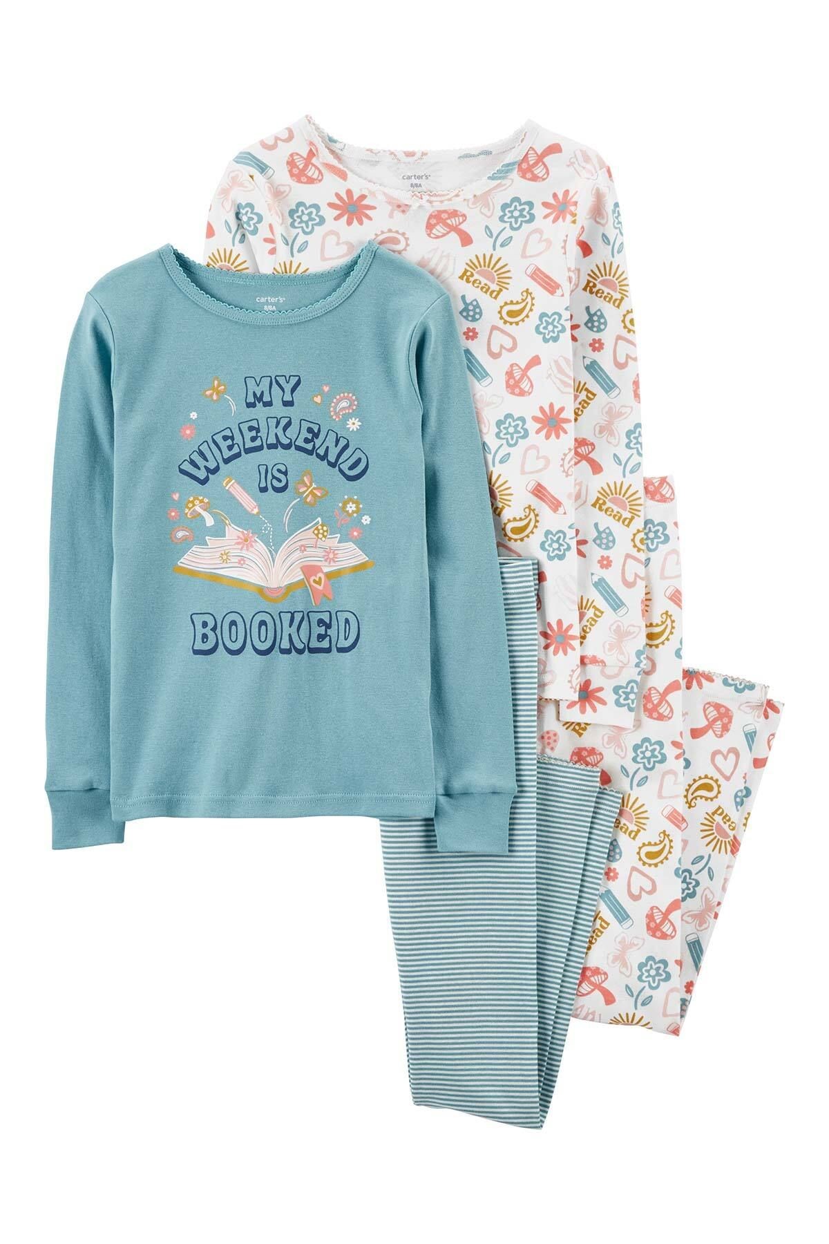 Kız Çocuk 4'lü Pijama Set - Çok Renkli