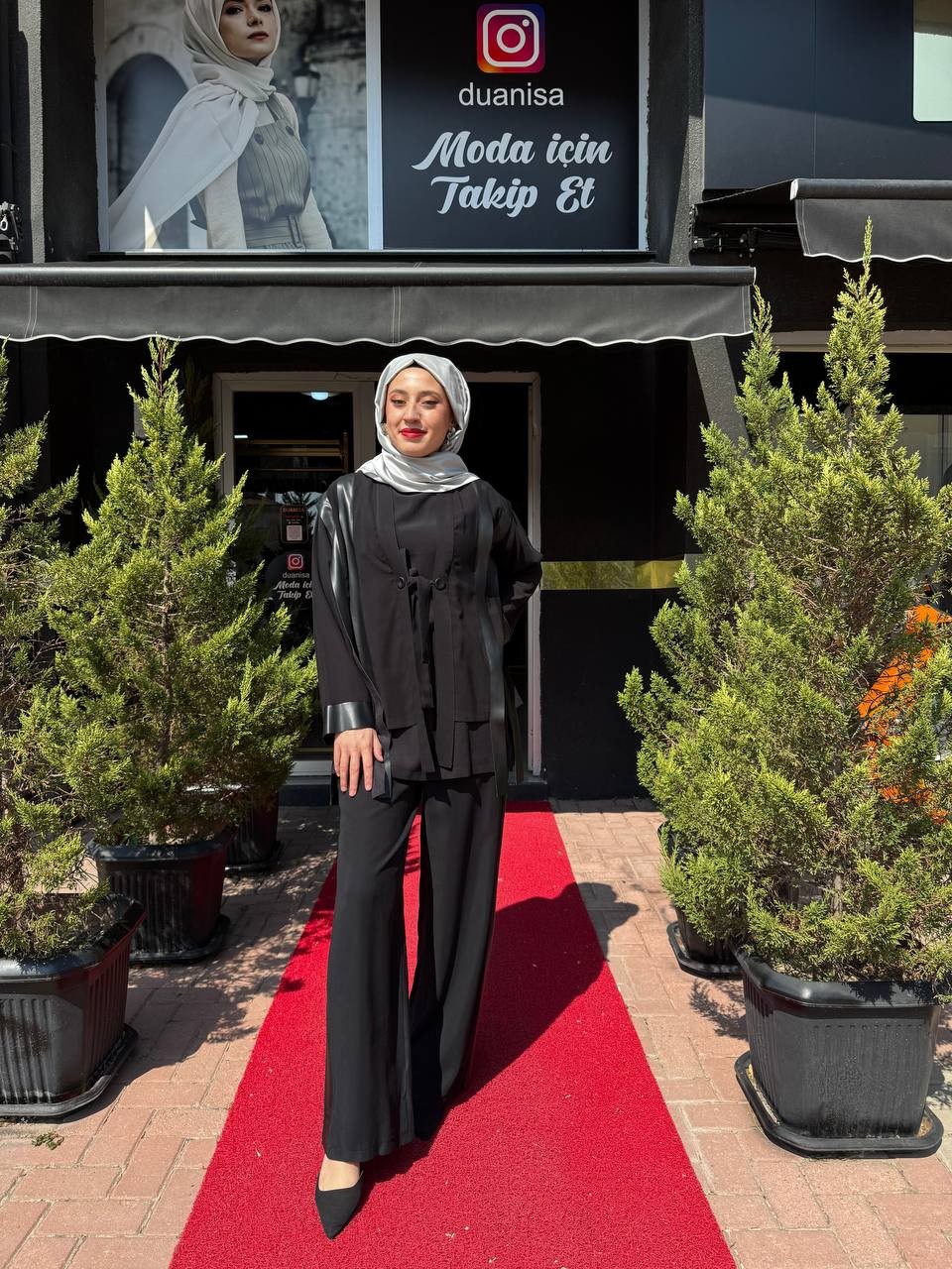 Ceremony Anjelik Önden Bağlamalı Saçaklı Ceketli Takım W-6823  - Siyah