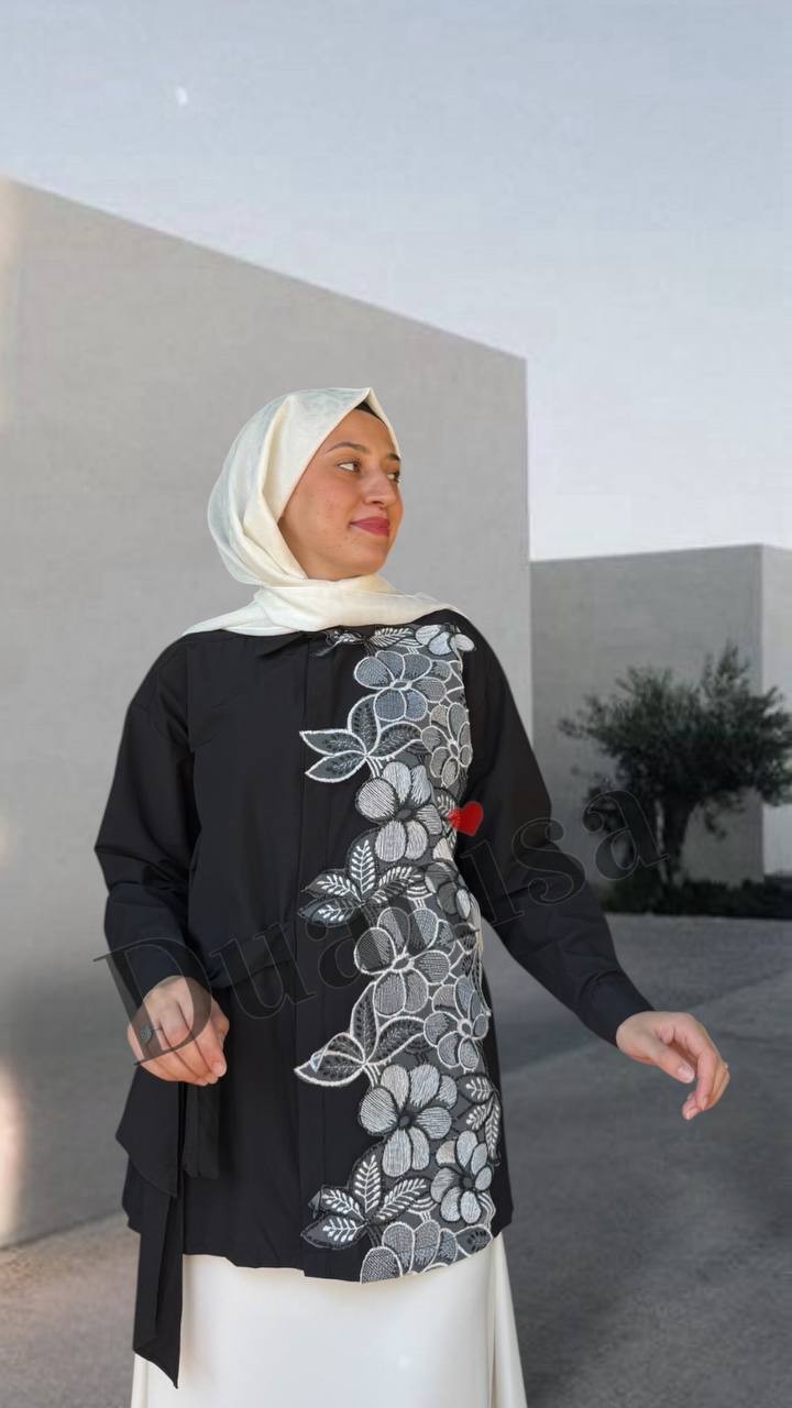 Beys Design Dantel Gömlek 25SS74003 - Siyah