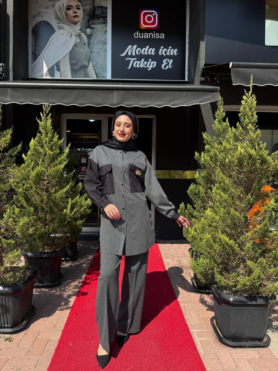 Ceremony Tuniği Önden Çıt Çıtlı Cebi Aksesuar Detaylı Pantolonlu Takım W-6927