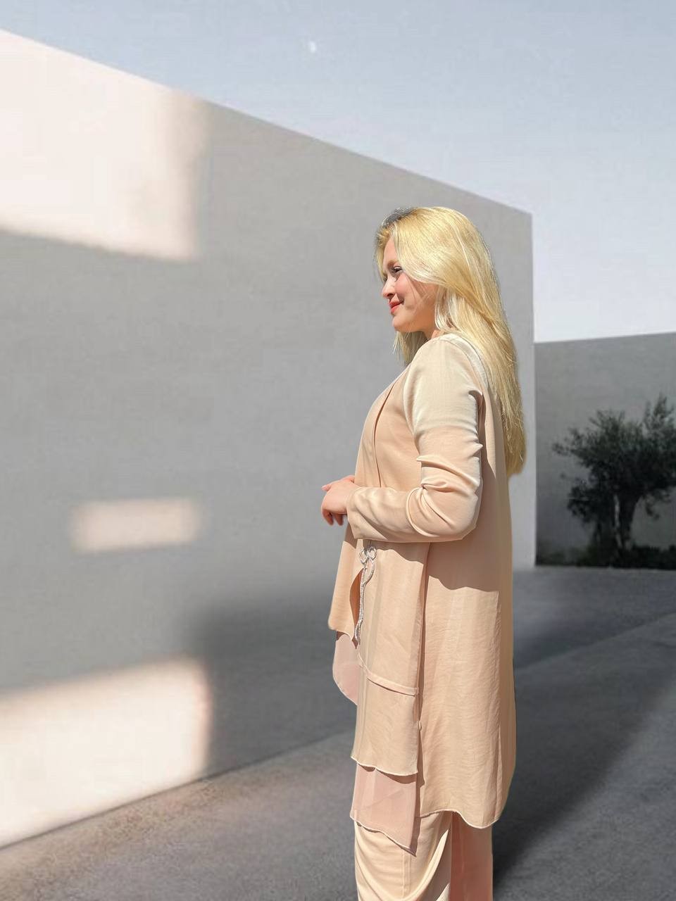 Ceremony Şifon Ve Parlak İp Detaylı Samar Takım Nude