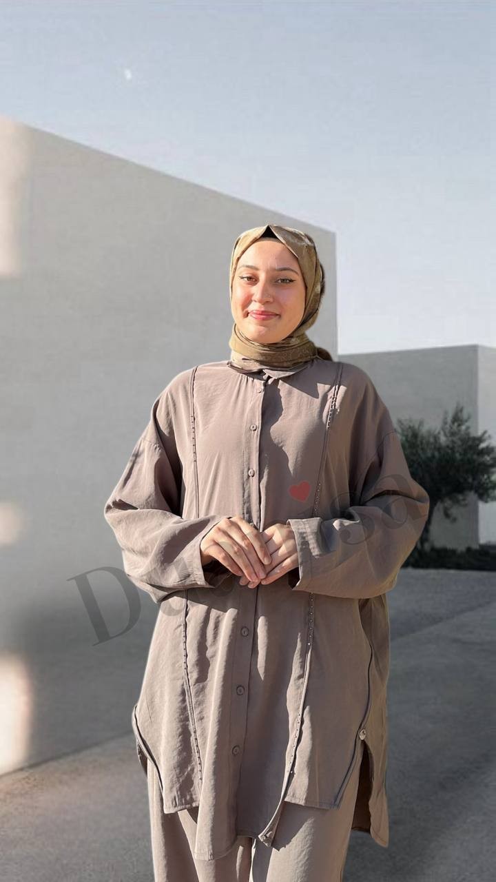 Ceremony İki Yanı Yırtmaçlı Ön Kupları Apara Detaylı Tunik Pantolonlu Takım S-5967
