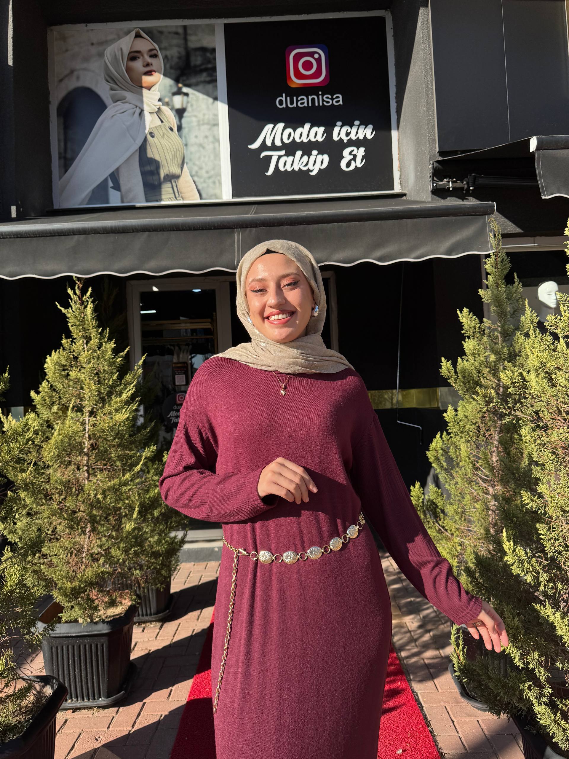 Ceremony Balıkçı Yaka Kemer Aksesuarlı Triko Elbise W-6716