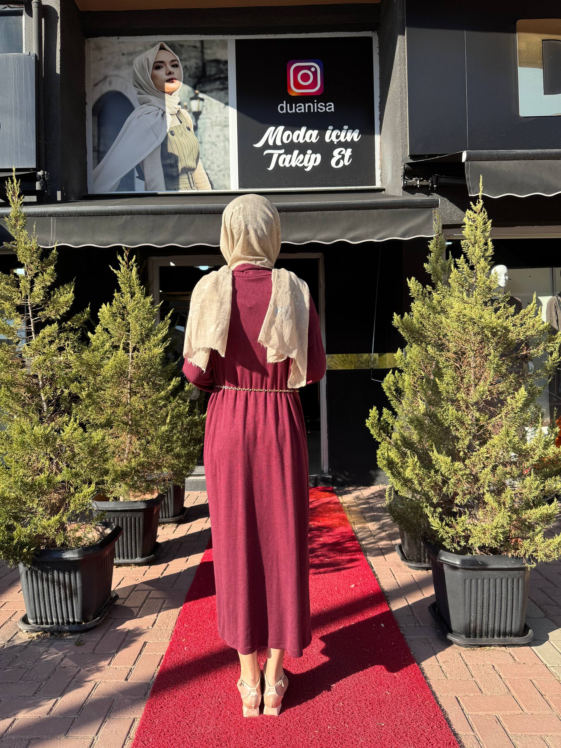 Ceremony Balıkçı Yaka Kemer Aksesuarlı Triko Elbise W-6716