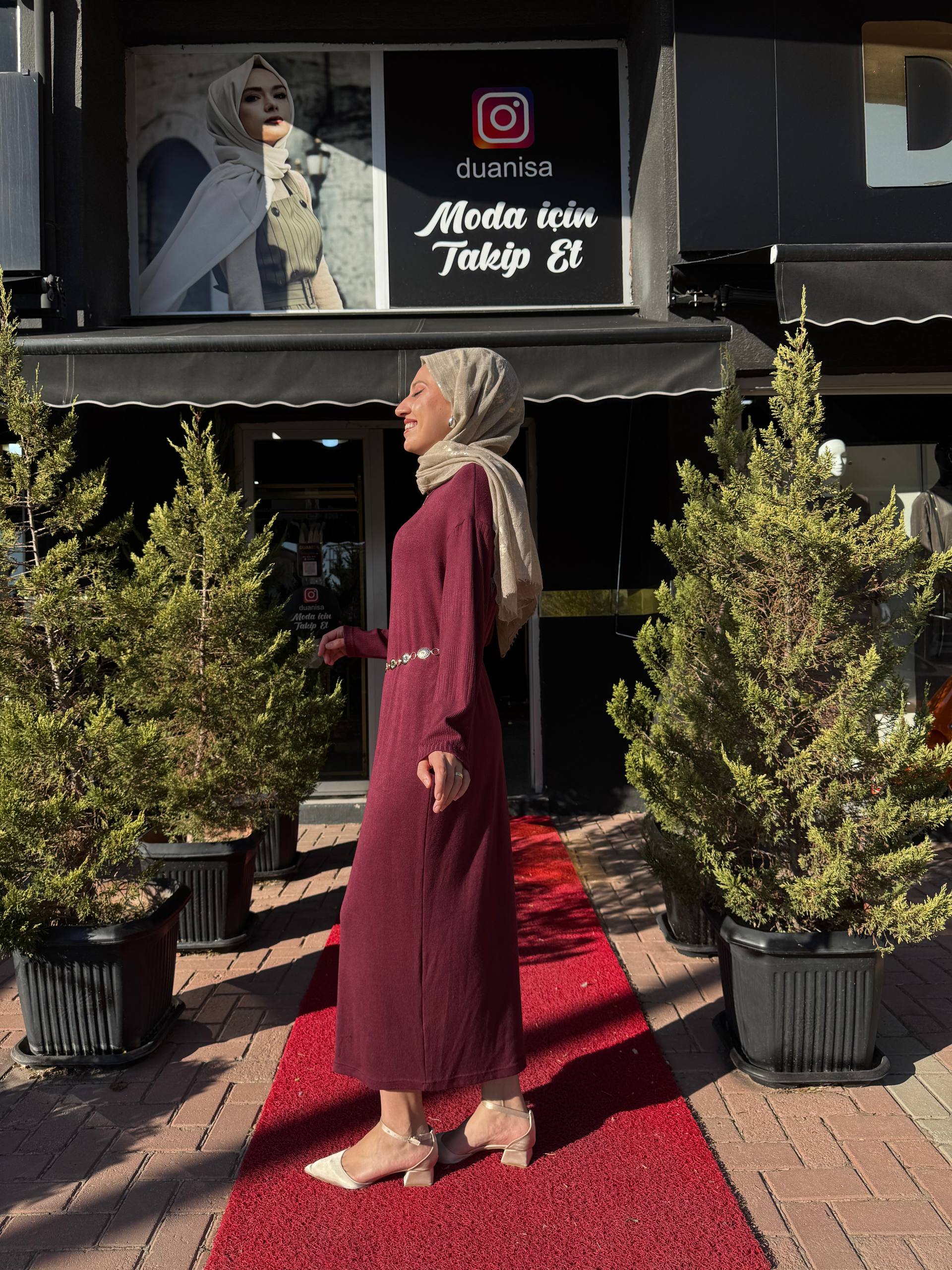 Ceremony Balıkçı Yaka Kemer Aksesuarlı Triko Elbise W-6716
