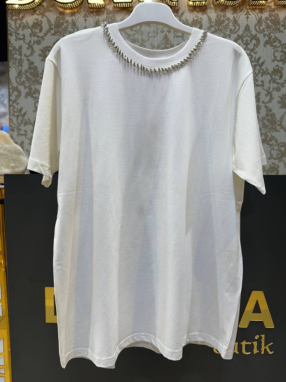 Beys Design Şerit Taş Detaylı Tunik 25SS74019 - Ekru
