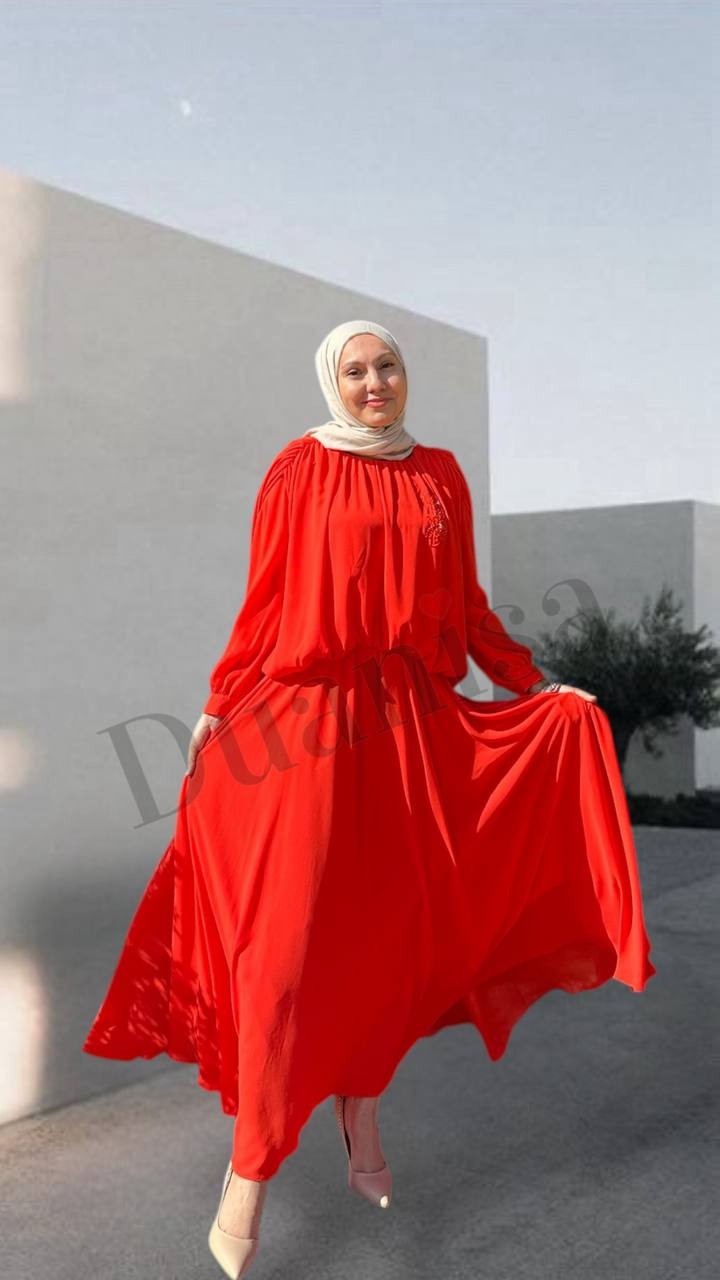 Beys Design Şifon Bluz Takım Nar Çiçeği 25SS79038