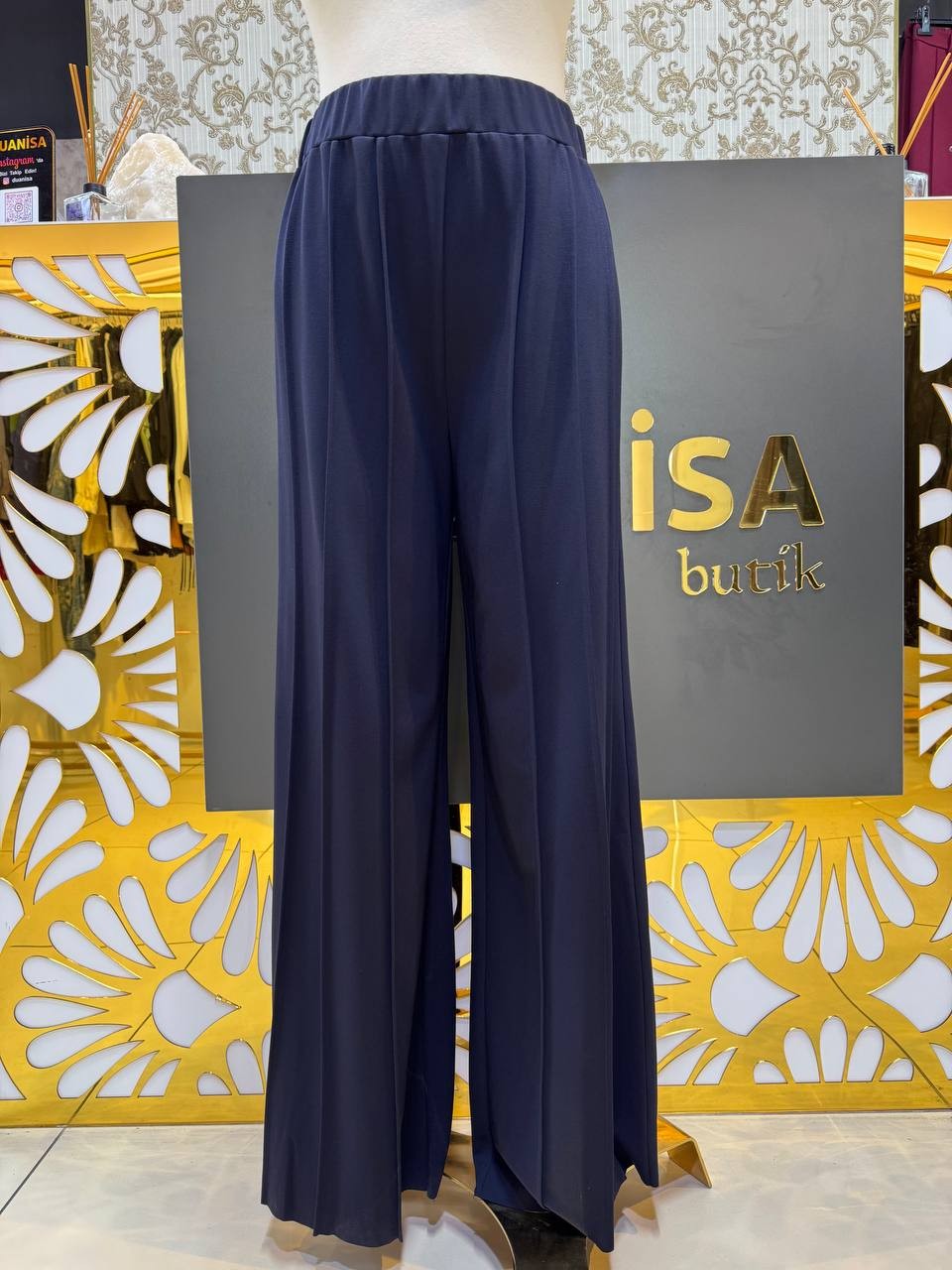 Sentez Liora Geniş Paça Örme Pantolon SZ-5612 - Lacivert