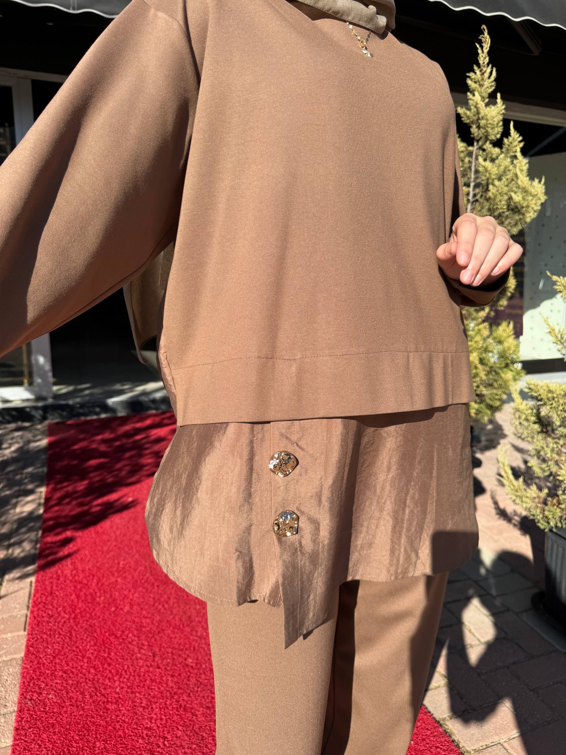 Ceremony Önü Gold Düğme Detaylı Pantolonlu Takım W-6931