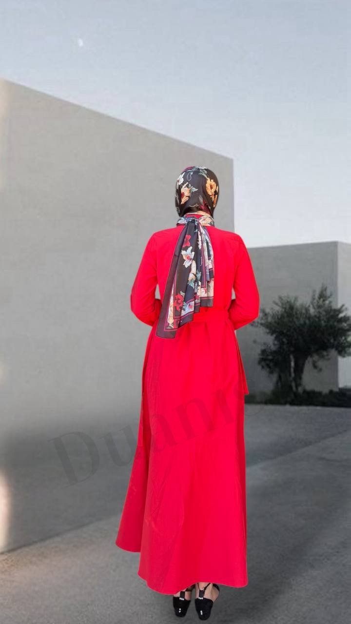 Beys Design Broş Detaylı Elbise Nar Çiçeği  25SS76004