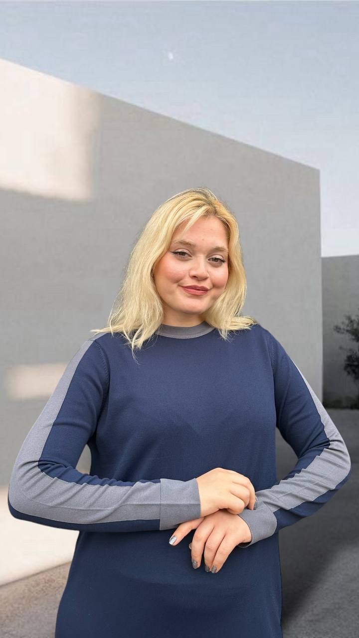 Nuss Şerit Detaylı Triko Elbise 24Y - 1411