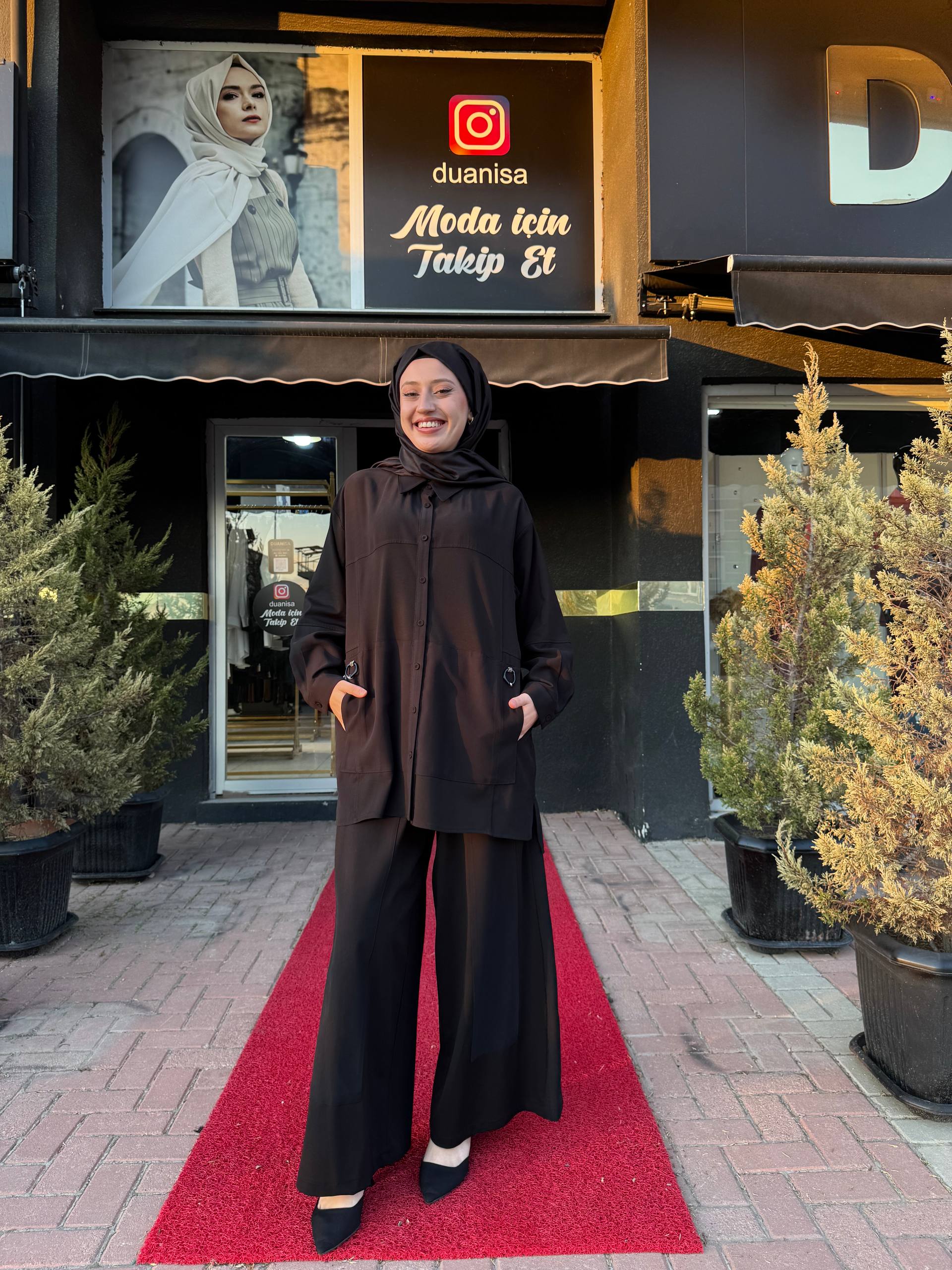 Ceremony Tuniği Ve Pantolonu Bambu Detaylı Aksesuarlı Takım W-6940 - Siyah