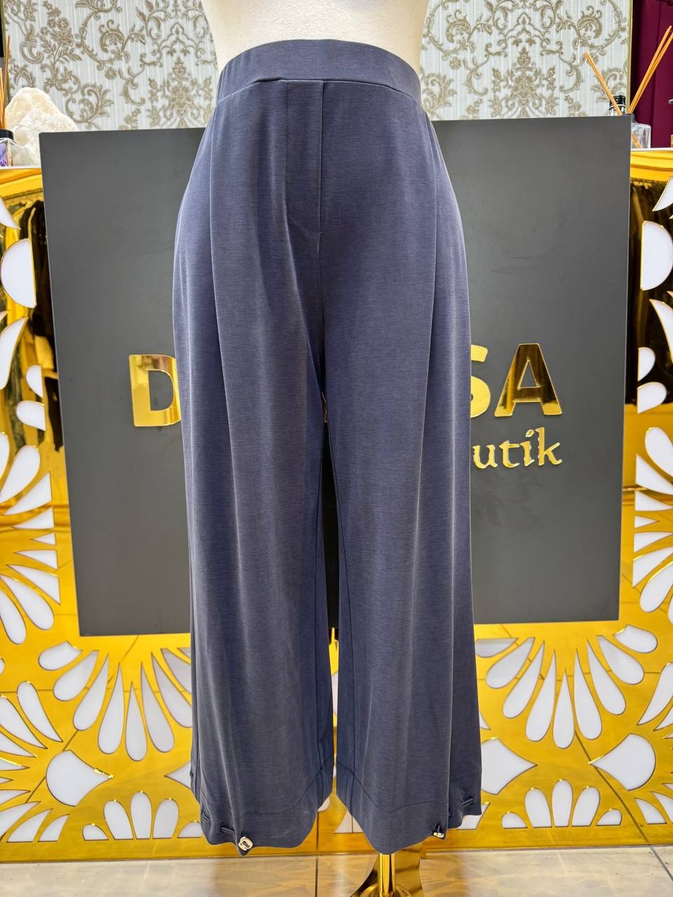 Sentez Paçası Kapsüllü Aura Şalvar Pantolon SZ-5615 - Lacivert
