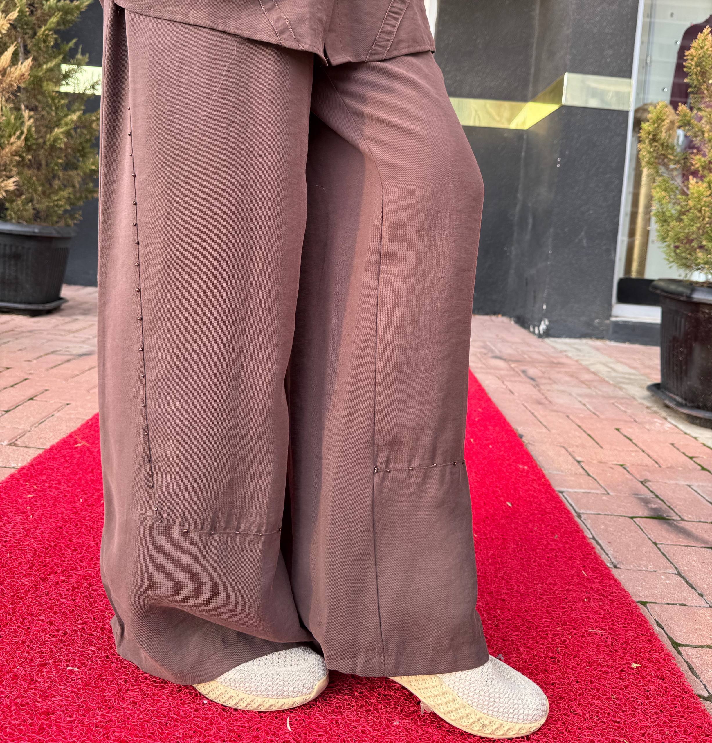 Ceremony Önü Şerit Detaylı Pantolonlu Takım W-6906