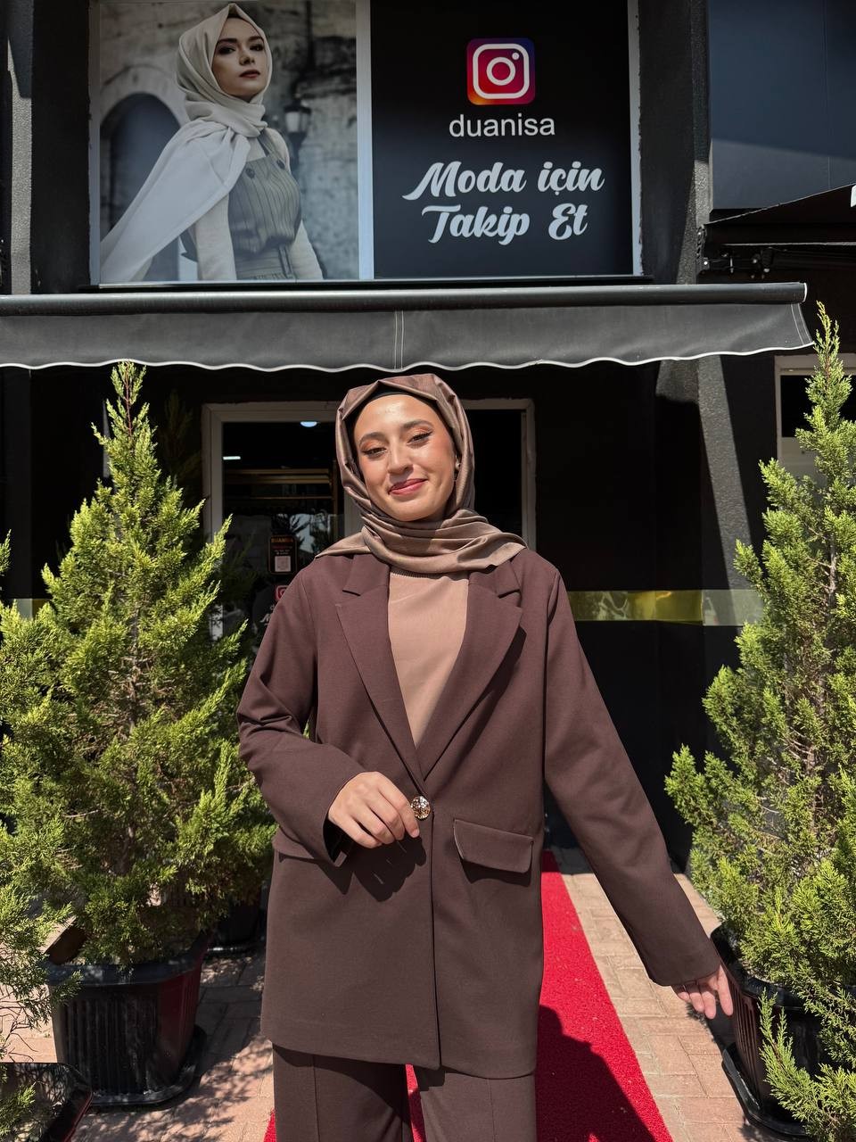 Ceremony Tek Düğmeli Blazer Çelik Ceket W-6846 - Kahve