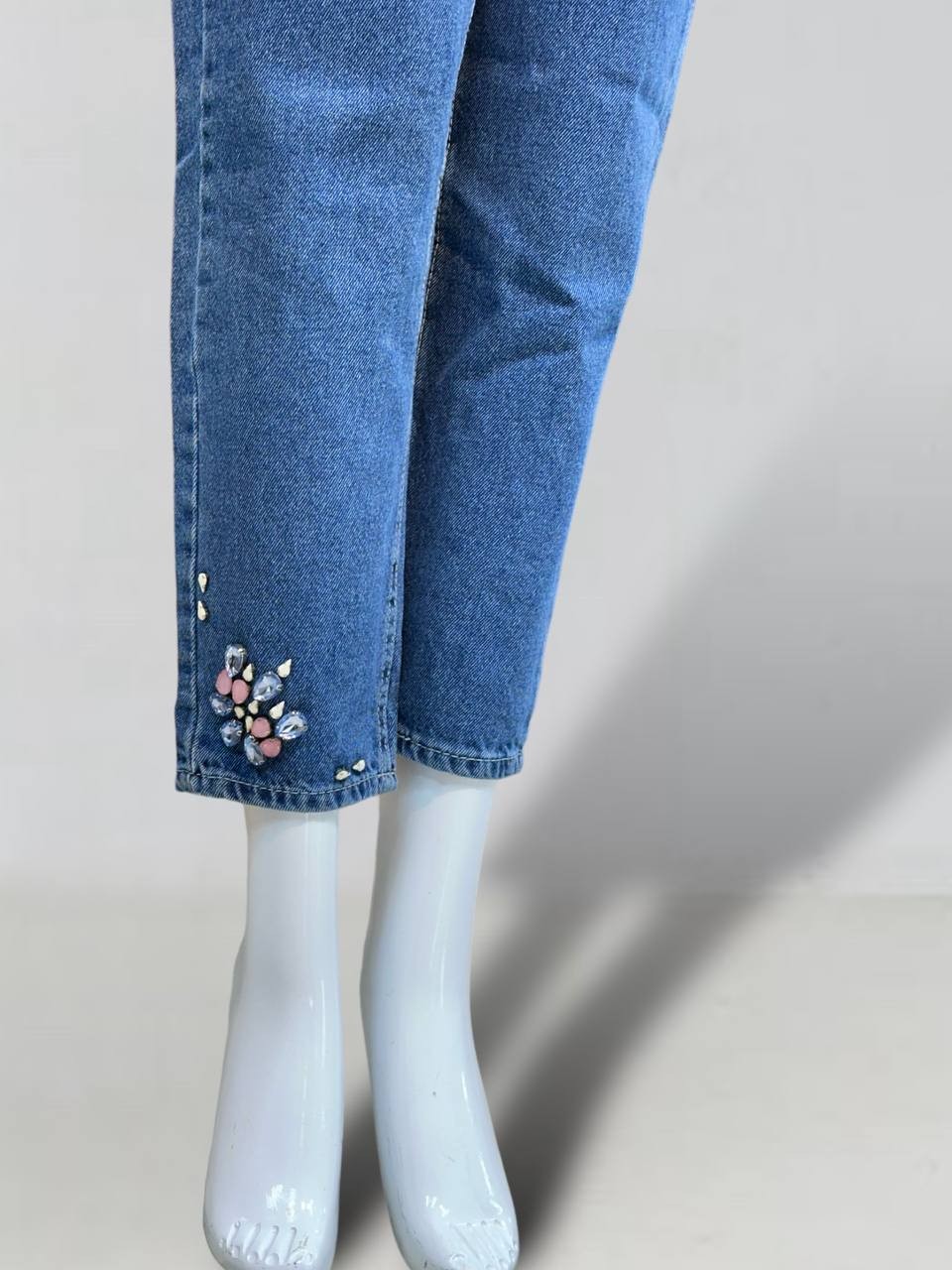 Loreen Fashion - Paça Detaylı Pantolon - Mavi 
