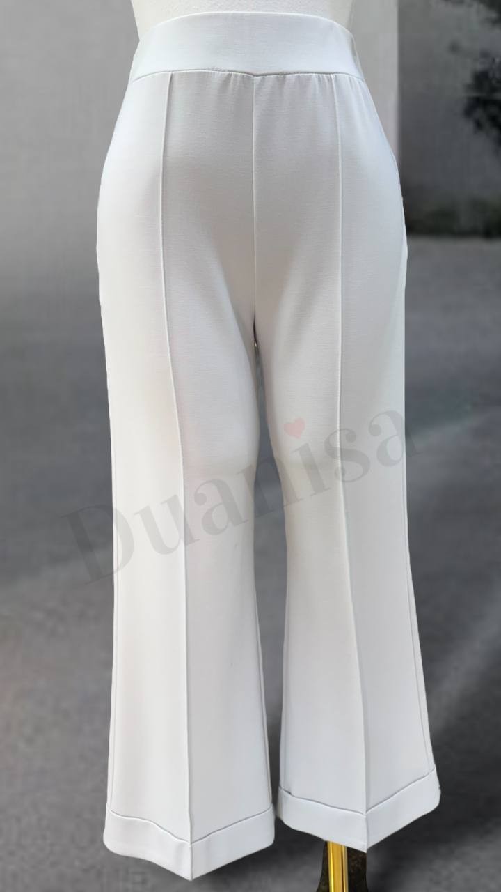 Sentez Nervürlü Bambu Duble Paça Pantolon 5536 - Taş