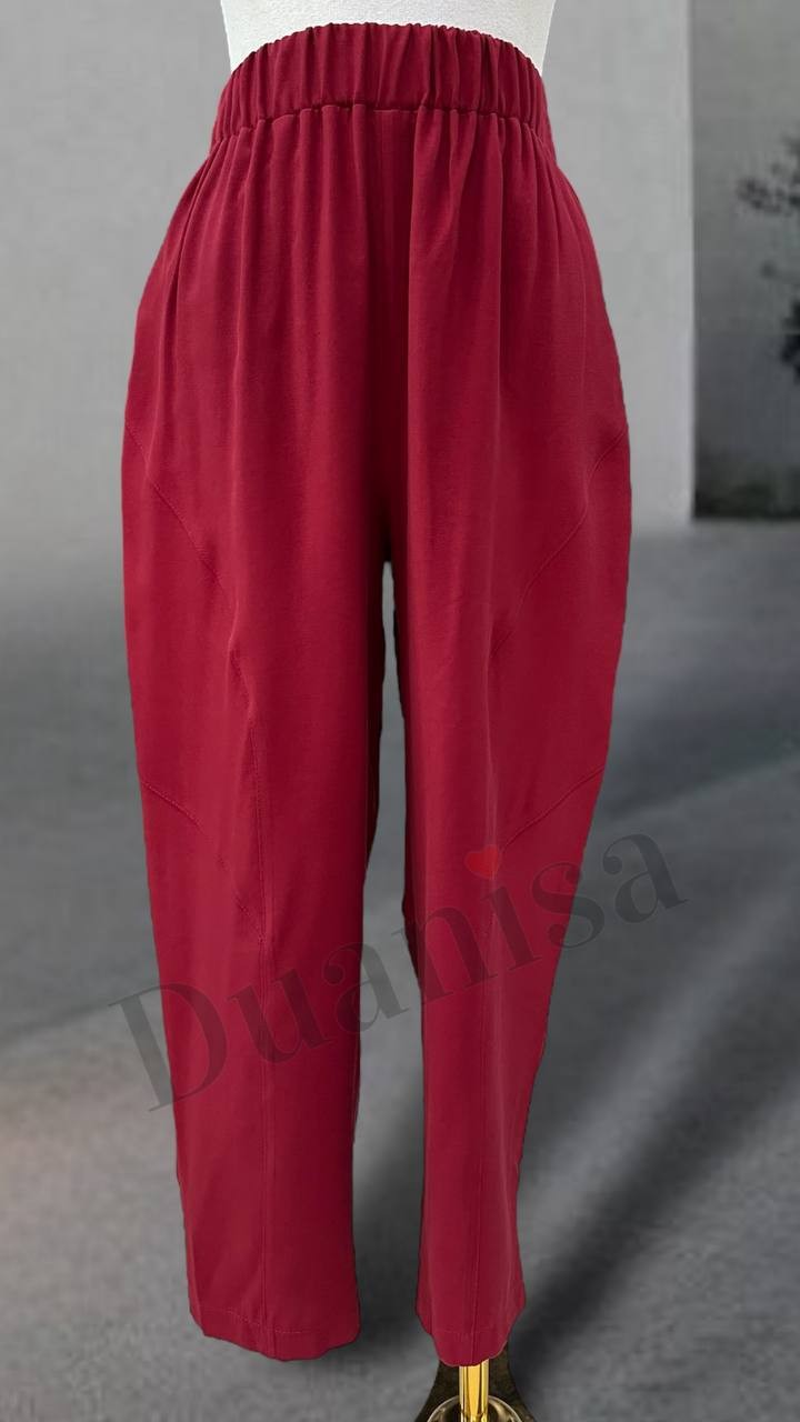 Sentez Duti Keten Pantolon Z-5596 - Bordo