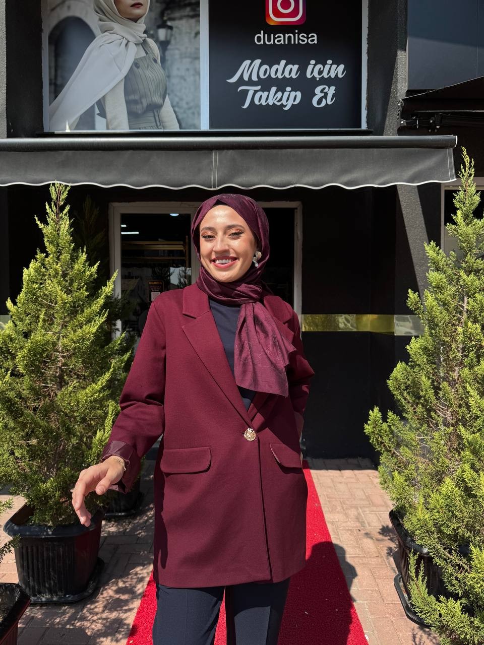 Ceremony Tek Düğmeli Blazer Çelik Ceket W-6846 - Mürdüm