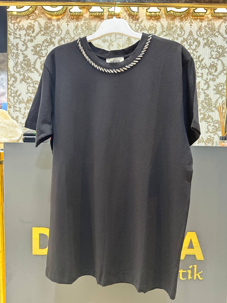 Beys Design Şerit Taş Detaylı Tunik 25SS74019 - Siyah