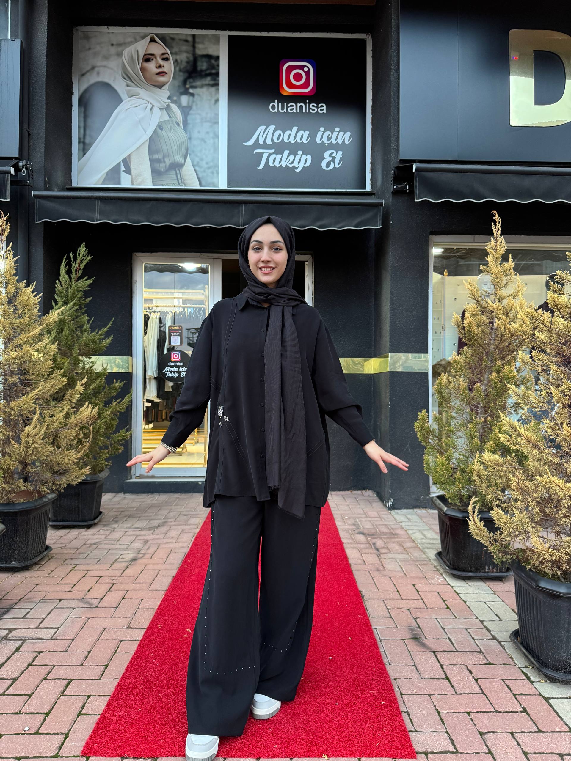 Ceremony Önü Şerit Detaylı Pantolonlu Takım W-6906 - Siyah