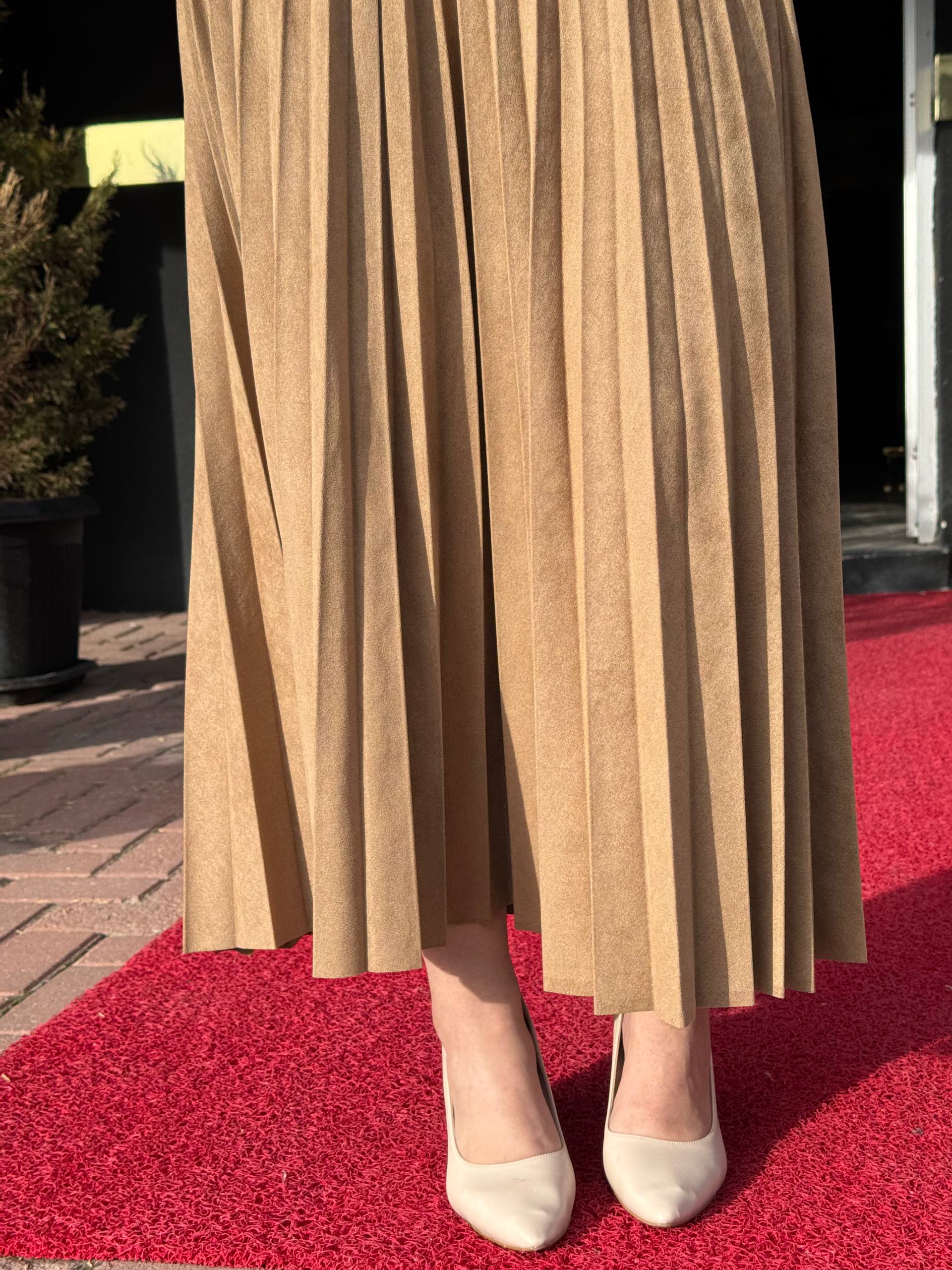 Ceremony İnce Plisoley Süet Etek W-6622