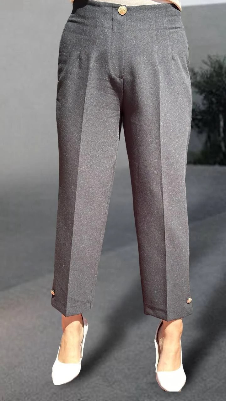 Sentez Paradise Paça Düğme Pensli Pantolon SZ-5566 - Siyah