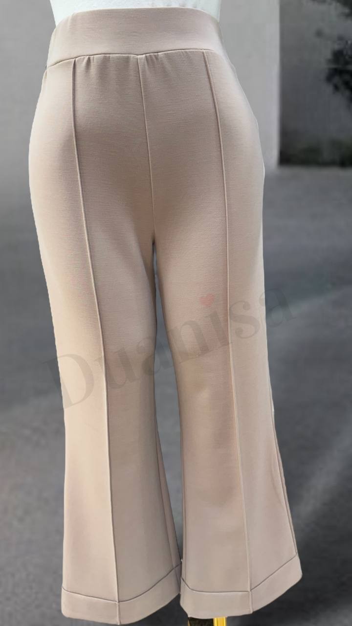 Sentez Nervürlü Bambu Duble Paça Pantolon 5536 - Bej