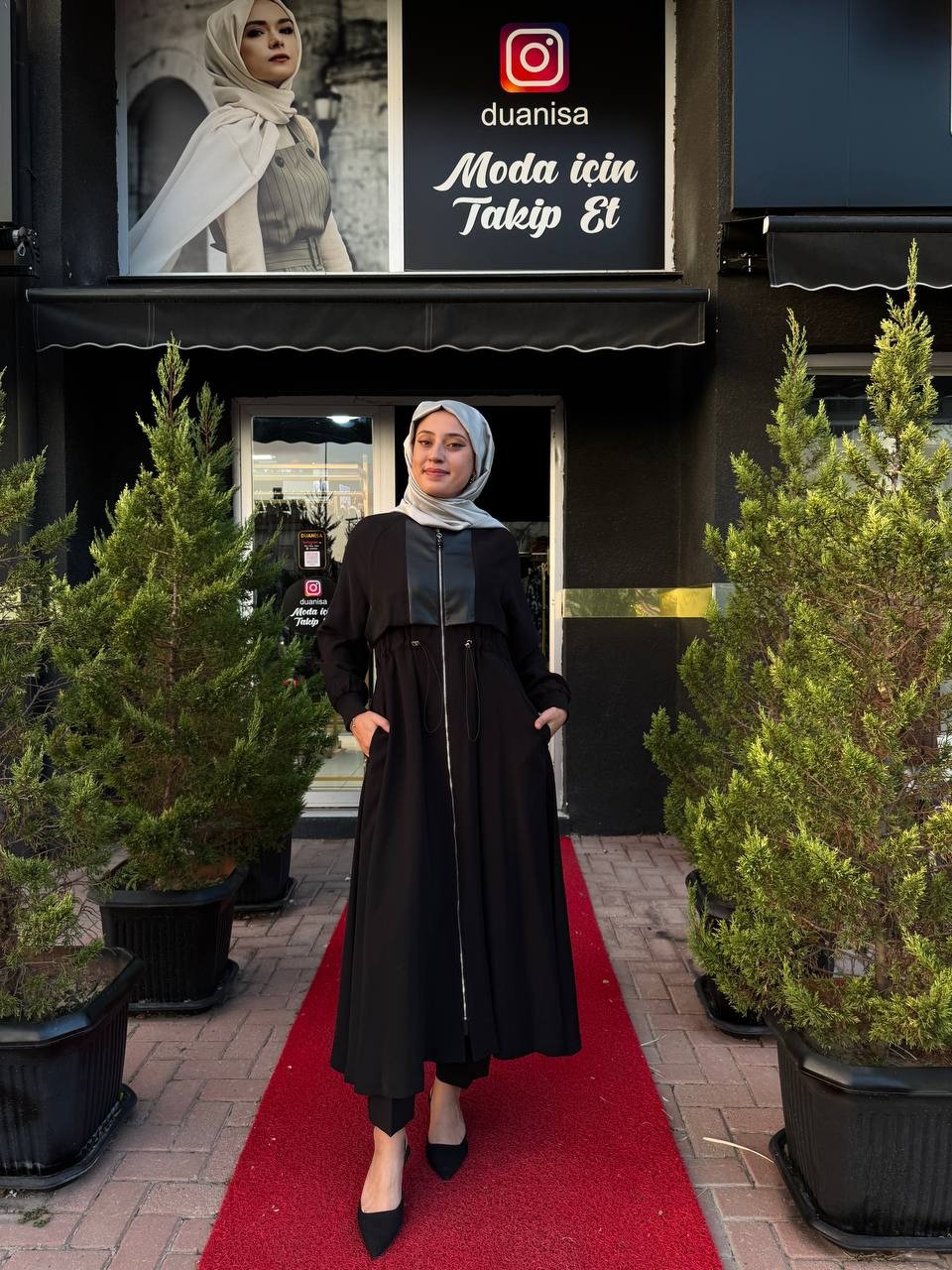Ceremony Anjelik Önden Fermuarlı Kap W-6825 - Siyah
