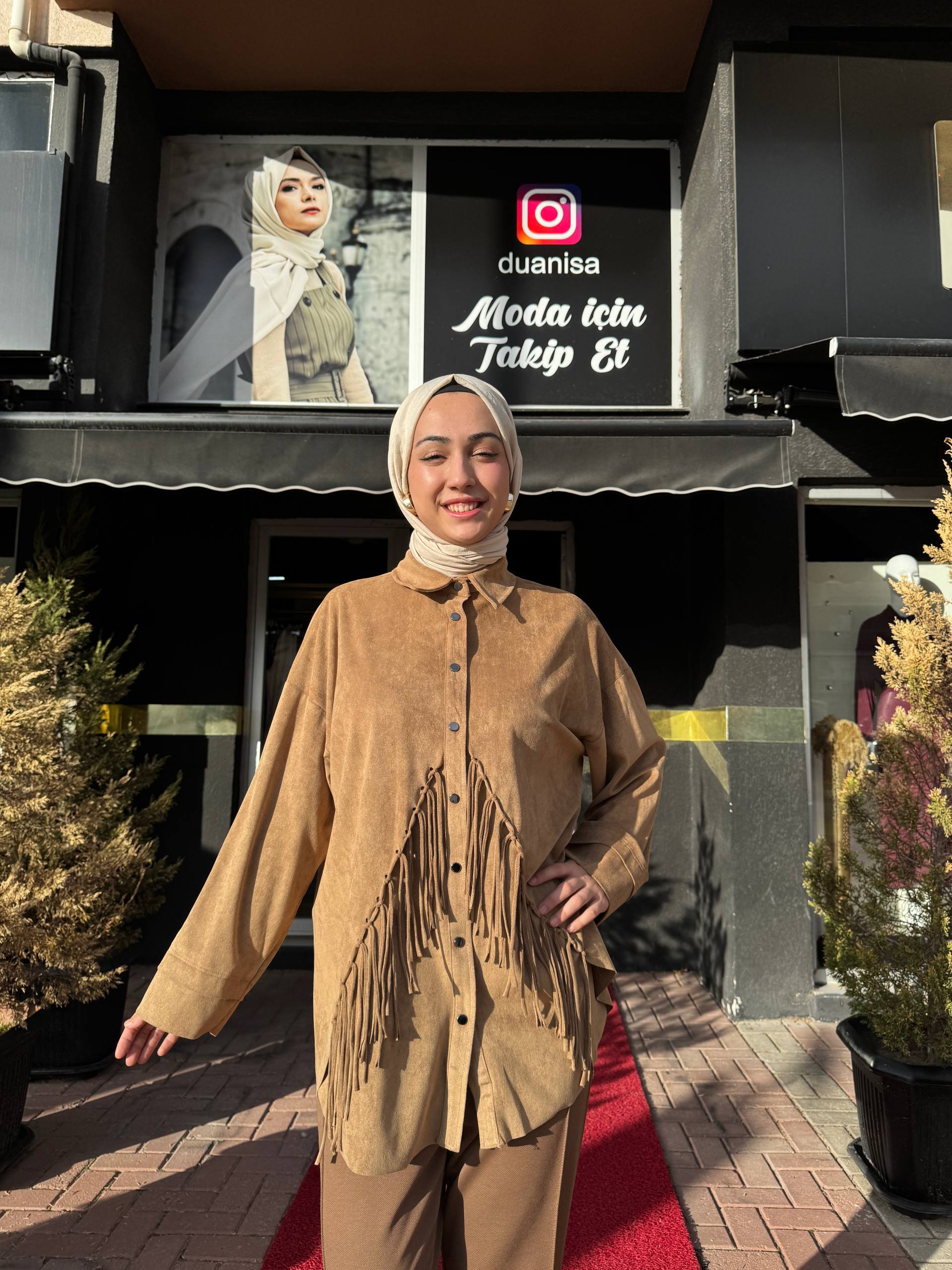 Ceremony Püsküllü Süet Gömlek Camel W-6198