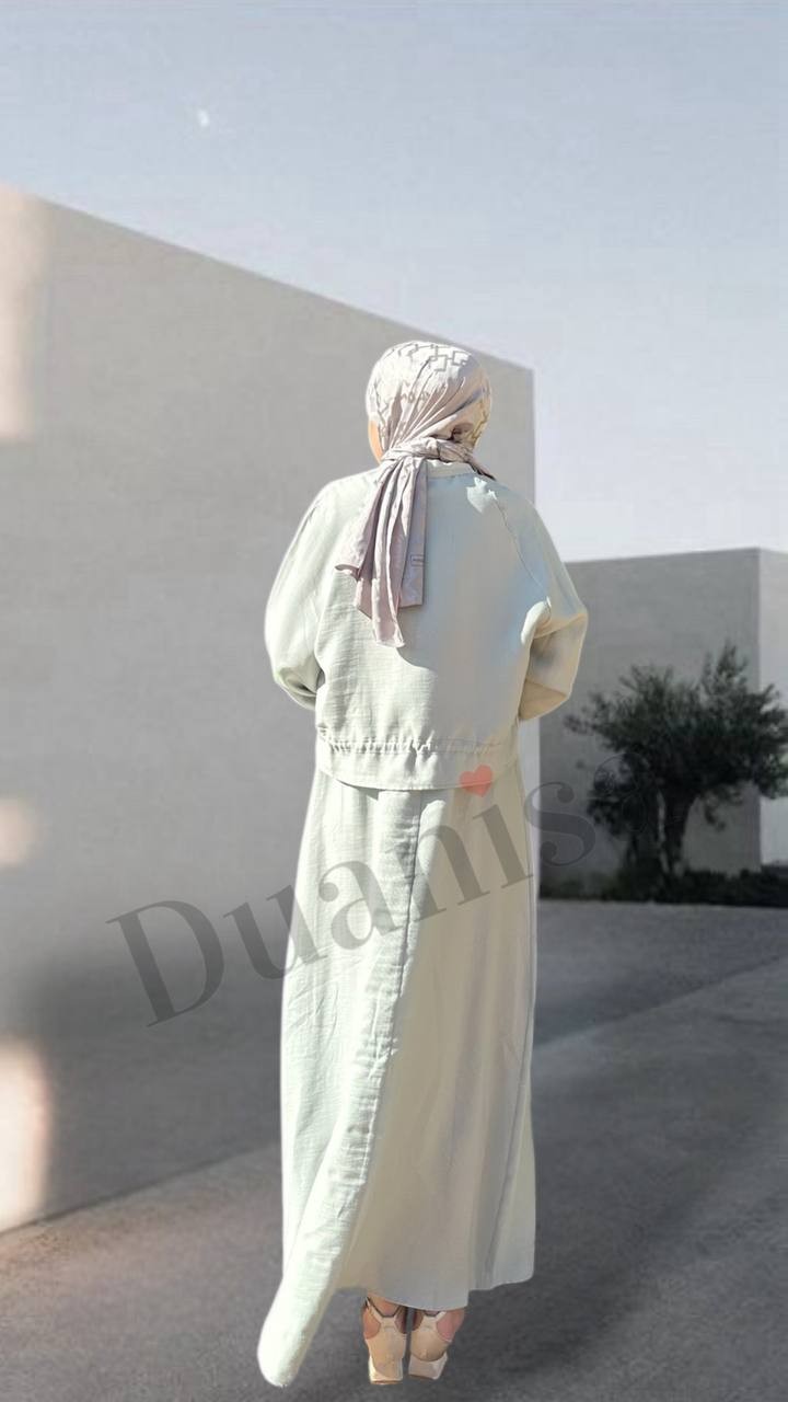 Ceremony İç Elbisesi Önden Baskı Düğmeli Kısa Ceketli Elbise Takım S-5990