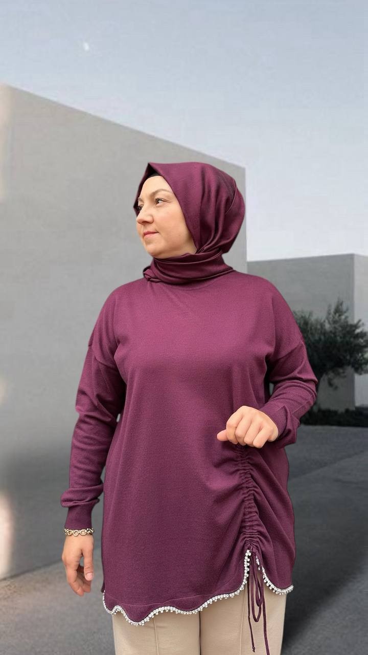 Ghisa - Triko Tunik 5KOBTNK4780 - Mürdüm